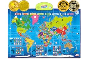 BEST LEARNING i-Poster My World Interactive Map - Educational Talking Toy for Boys and Girls Ages 5-12 Kids - Ideal Children'