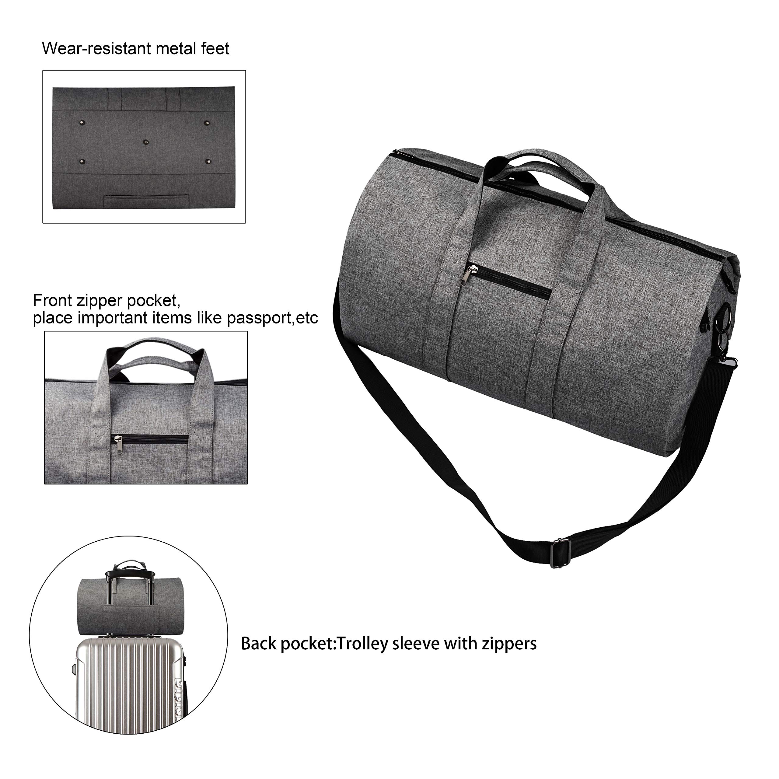 2 in 1 Carry-on Suit Garment Bag Business Trip Travel Weekend Duffle Bag Convertible Foldable