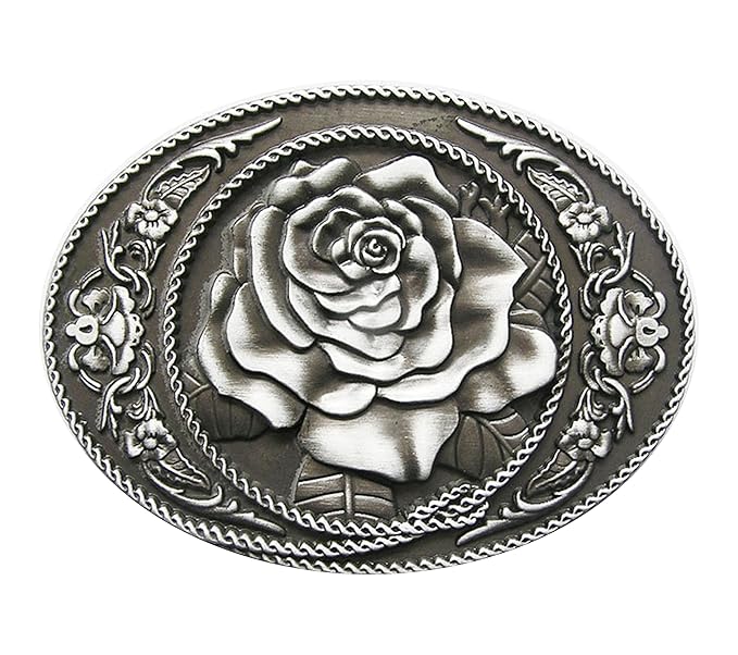 Gürtelschnalle Western Rose Cowboy Blume 3D Optik für Wechselgürtel Gürtel Schnalle Buckle Modell 171 - Schnalle123