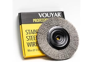 VOUYAR 8 Inch Stainless Steel Wire Wheel for Bench Grinder with 1/2-Inch and 5/8-Inch Arbor, 012" Stainless Steel Wire