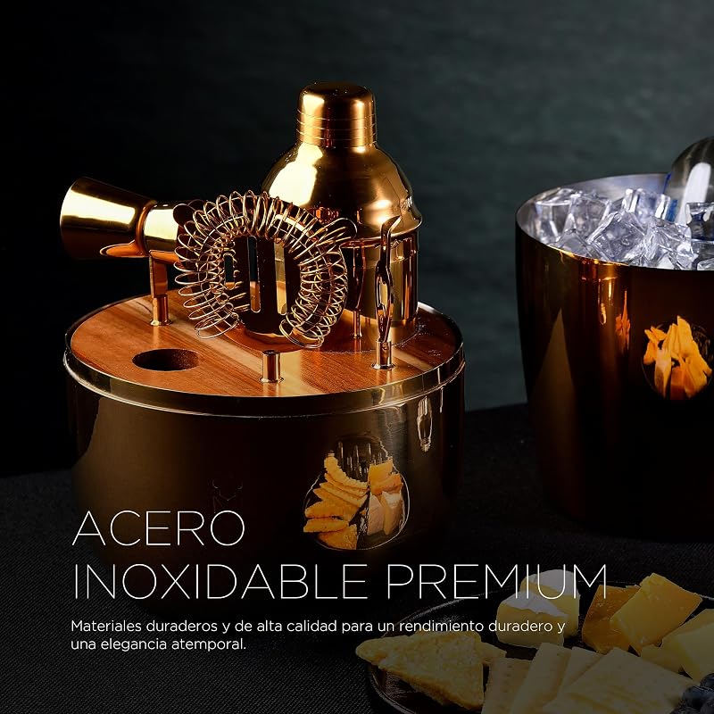 The Drop - Juego de coctelería de 6 Piezas de diseño en Acero Inoxidable - Elegante, Duradero y Multifuncional - Idea de Regalo Ideal (Navidad, Pascua, Boda) - Caja de Regalo incluida