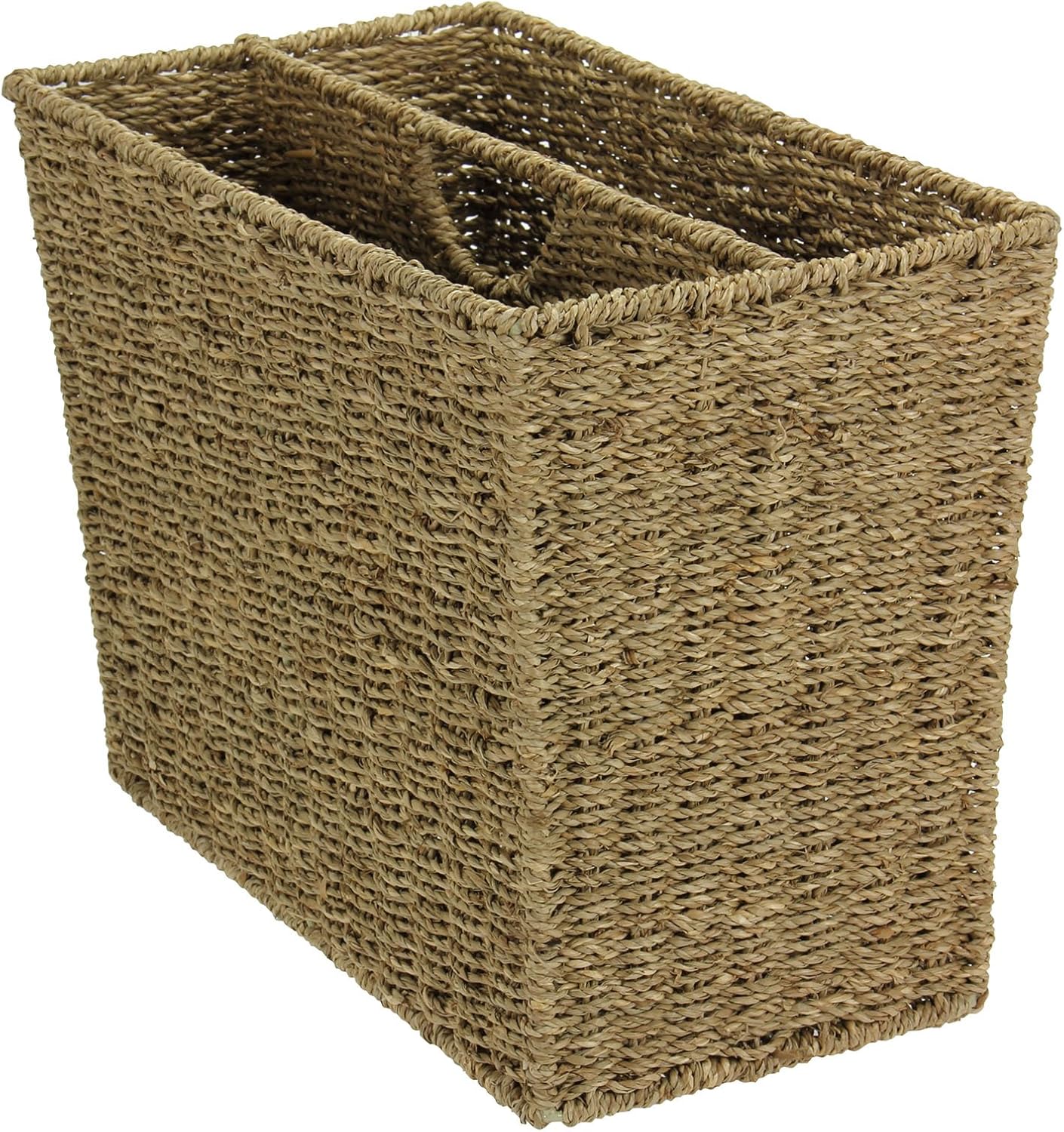 Household Essentials Woven Seagrass Side-by-Side Magazine Rack