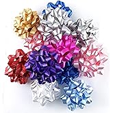 Worlds Assorted Mix Bright Confetti Bows,Gift Wrap Bows-Christmas Ribbon Gift Bows 4" Inch(12 Pack)