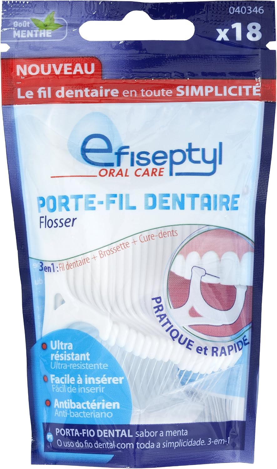 Efiseptyl Dental Flossers - 18 Flossers, Two Packs, X, 18 count (Pack of 2)