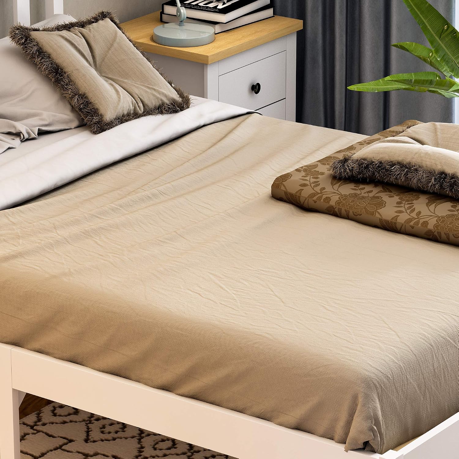 Vida Designs Milan Double Bed, 4ft6, Bed Frame, Solid Pine Wood, Headboard, Low Foot End, Bedroom Furniture, White - Image 5