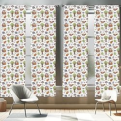 Ambesonne Forest Window Curtains Pack of 2, Doodle