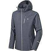 Little Donkey Andy Men's Softshell Jacket Ski Jacket with Removable Hood, Fleece Lined