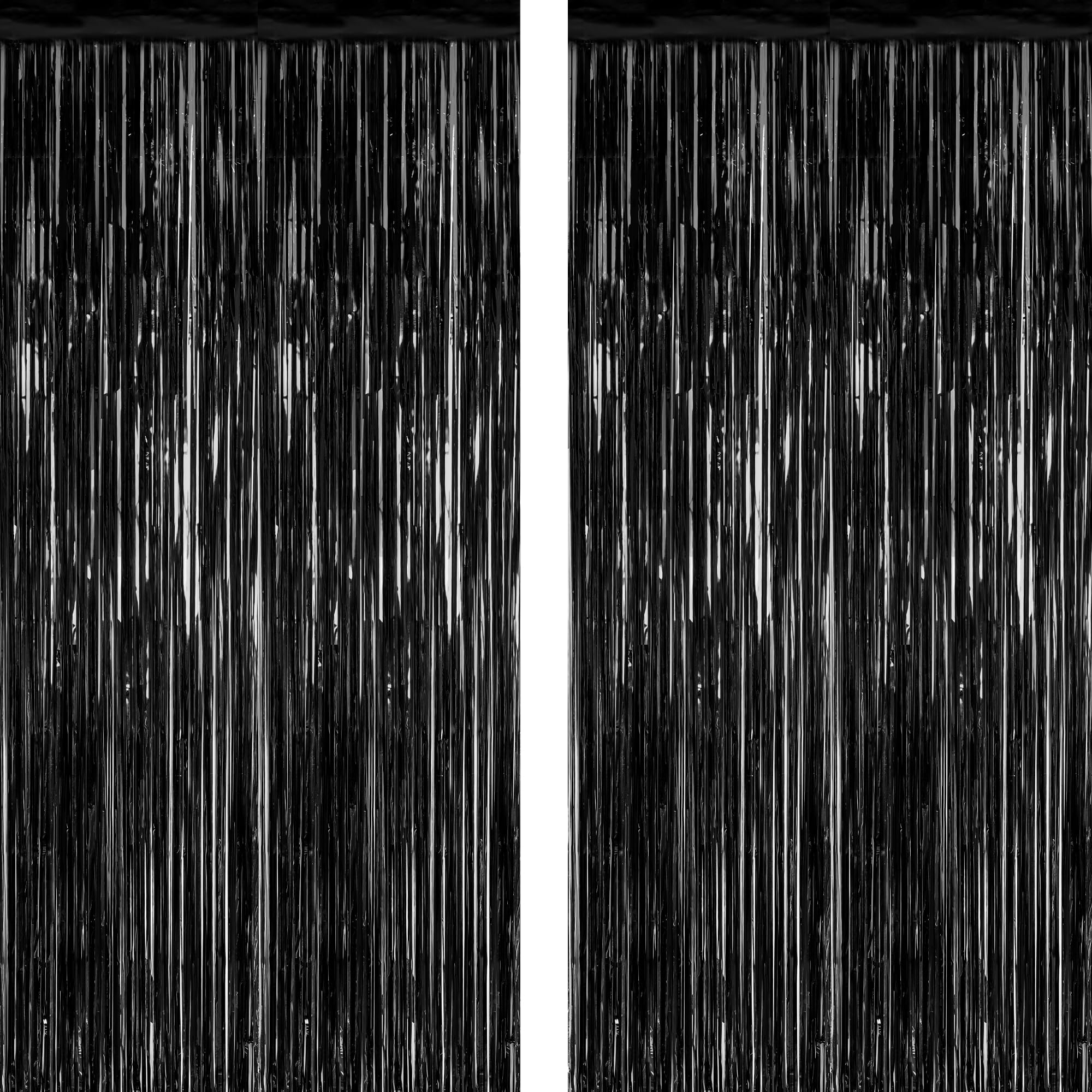 Photo 1 of 2 Pack 2026 Graduation Party Decorations, 3.28 FT x 7.05 FT Black Backdrop, Metallic Graduation Photo Backdrop Fringe Curtains Tinsel Backdrop Foil Streamer, Grad Party Supplies Photo Booth Props