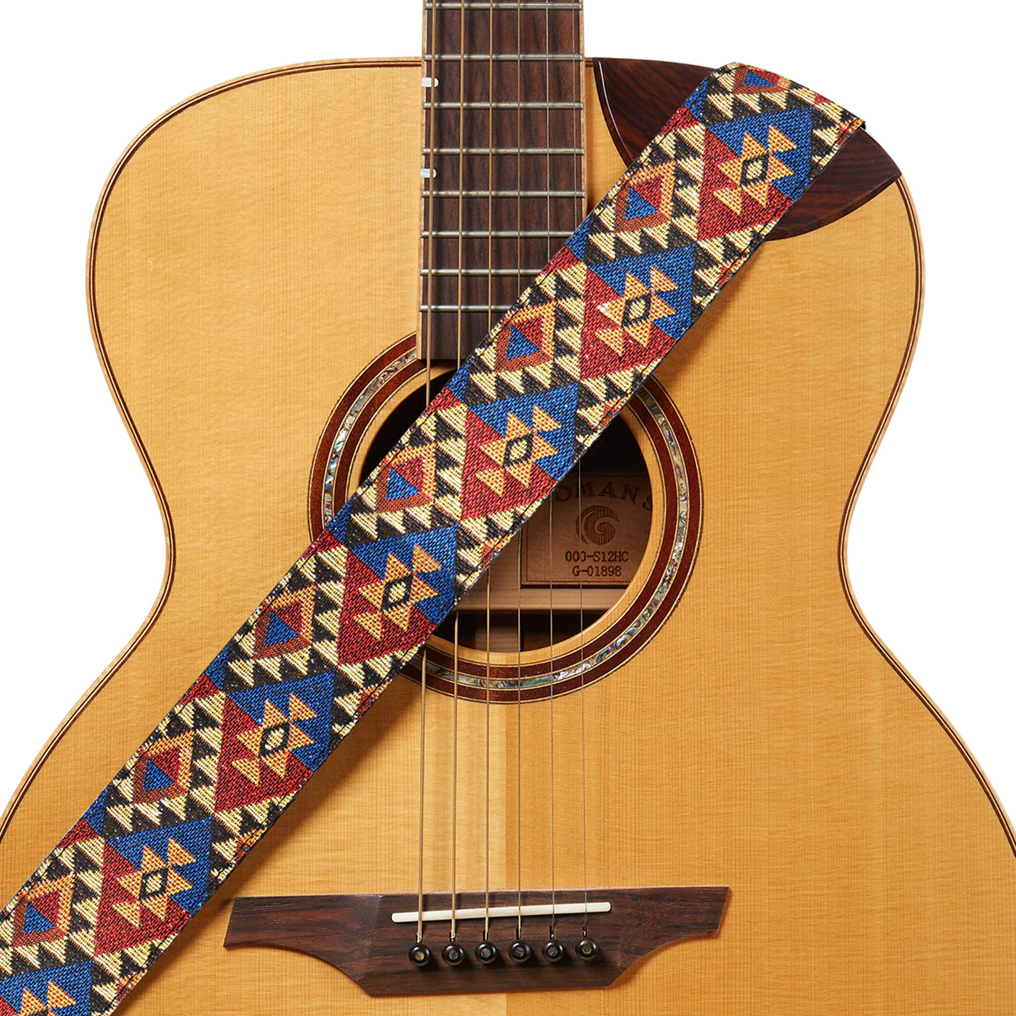 Amumu Guitar Strap Multi-Color for Acoustic, Electric, Bass Guitar -Adjustable, Multicolor Triangle