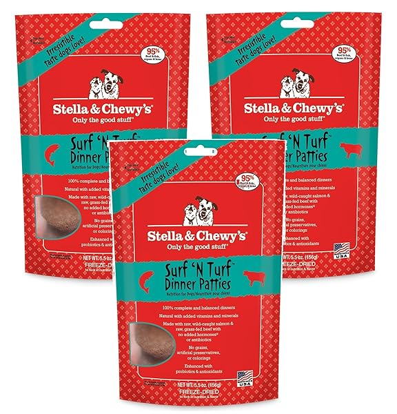STELLA & CHEWY’S SURF N TURF FREEZE DRIED DINNER DOG FOOD 5.5 OZ (3 PACK)