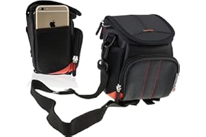 Navitech Black Protective Portable Handheld Binocular Case and Travel Bag Compatible with The Canon 12x36 is III (with Belt and Shoulder Strap)