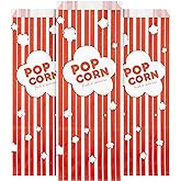 2 oz Paper Popcorn Bags Bulk (100 Pack) Large Red &amp; White Pop-Corn Bag Disposable for Carnival Themed Party, Movie Night, Halloween, Popcorn Machine Accessories &amp; Supplies, Individual Servings