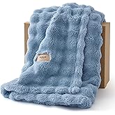 Bedsure 3D Fleece Bubble Blanket for Couch - GentleSoft Blue Throw Blanket for Sofa Bed Room Decor - Luxury Soft Cozy Gifts for Her, Lightweight, All Seasons, Celestial Blue, 50"×60"