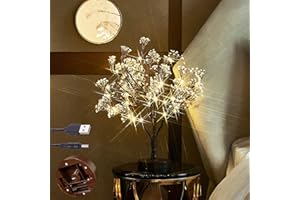LITBLOOM Lighted Baby Breath Tree 18IN 30 LED Lights with Timer Battery Operated or USB Plug in, Bonsai Tree with Lights for Wedding Party Table Christmas Decoration