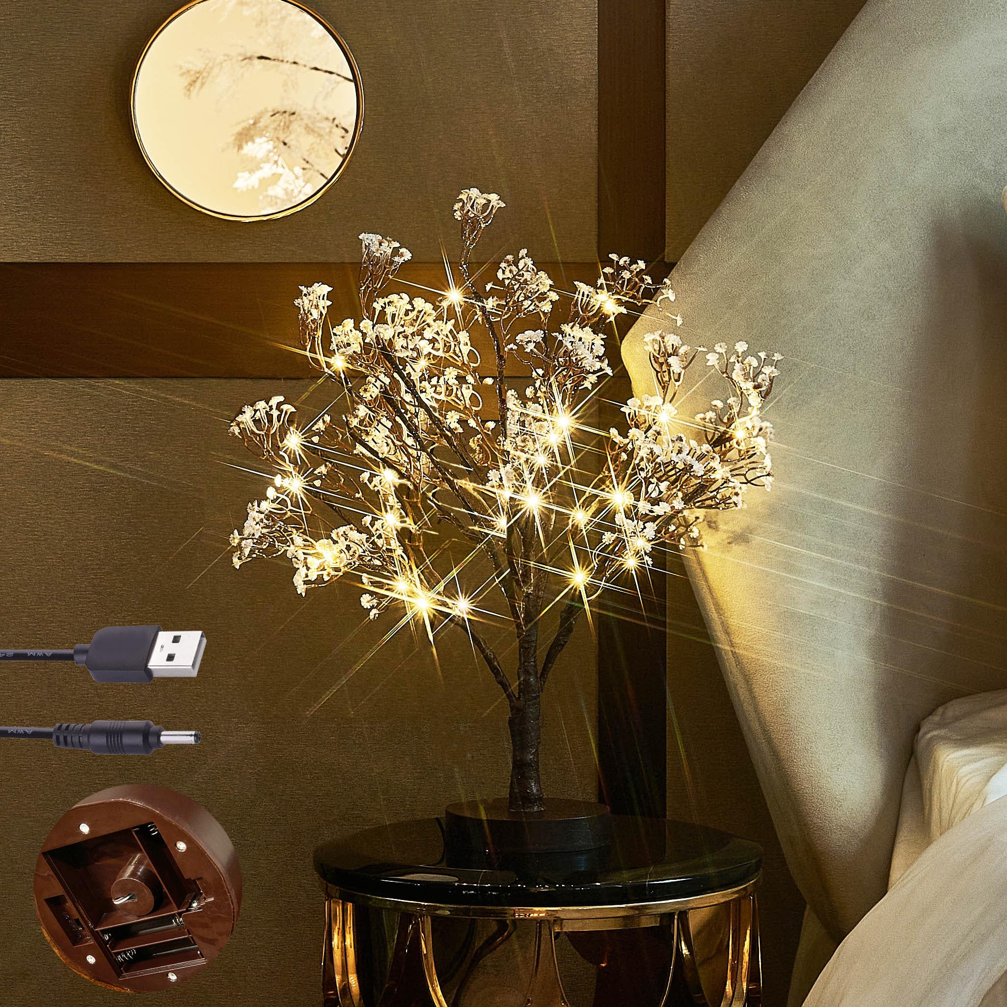 Photo 1 of LITBLOOM Lighted Birch Tree with Timer Battery Operated or USB Plug-in 18IN 24 LED Tabletop Tree Lights for Wedding Party Home Decoration