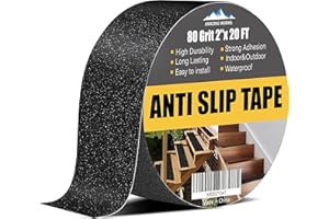 Grip Tape - Heavy Duty Non-Skid Tape, High Traction 80 Grit for Stairs Outdoor/Indoor, Waterproof Treads, Durable Triple Laye