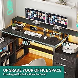 YITAHOME L Shaped Desk with 3 Drawers, 65" Corner