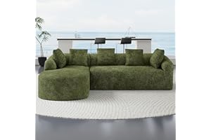 Olodumare Oversized Sectional Sofa with Chaise for Living Room, 99’’ Modern Luxury Boucle 4-Seater Extra Wide Seat L-Shape Couch with 5 Throw Pillows, Left Facing, No Assembly Needed, Sage Green
