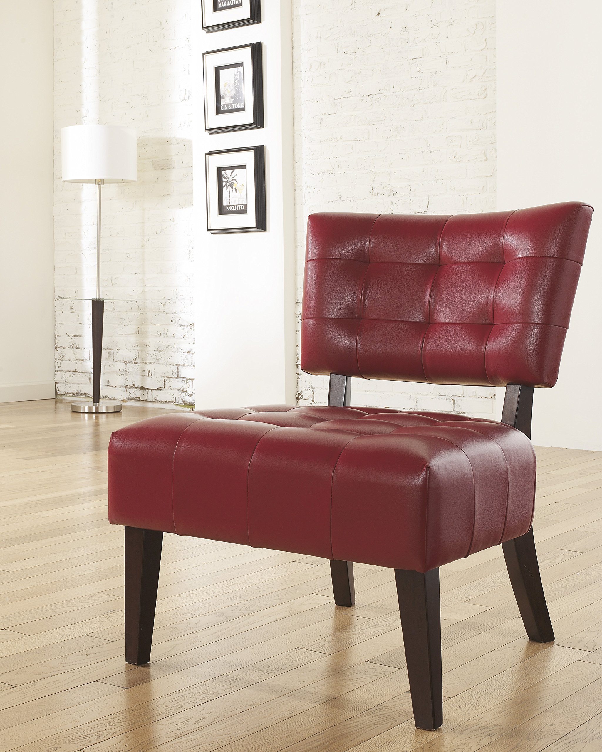 Roundhill Furniture Blended Leather Tufted Accent Chair with Oversized