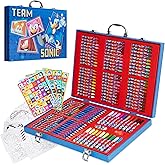 Sonic The Hedgehog Colored Pencils Art Supplies 130+ pcs Drawing Kit School Supplies Girls Drawing Pencils Art Kit Travel Case with Crayons Arts and Crafts for Kids 4-12