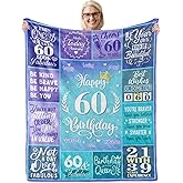 Batantec Happy 60th Birthday Gifts for Women, 60 Year Old Birthday Gifts for Women Turning 60, 60th Birthday Decorations Idea, Female 60th Birthday Gifts for Her, 60th Birthday Blanket Gifts 60”X50”
