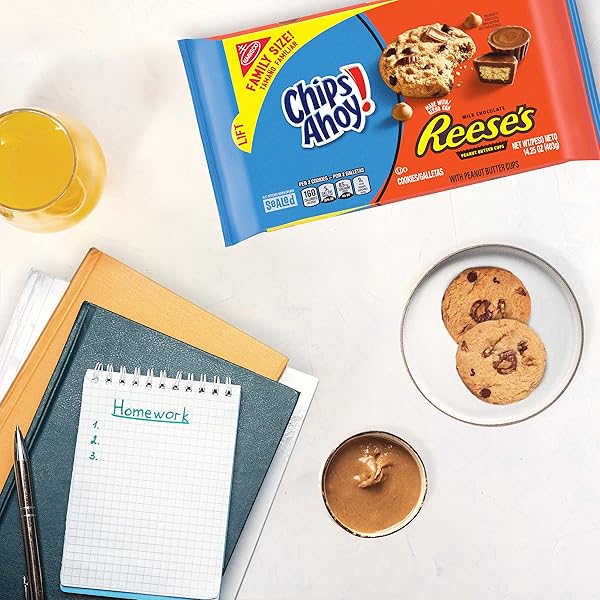 CHIPS AHOY! REESE’S PEANUT BUTTER CUP CHOCOLATE CHIP COOKIES, FAMILY SIZE, 14.25 OZ