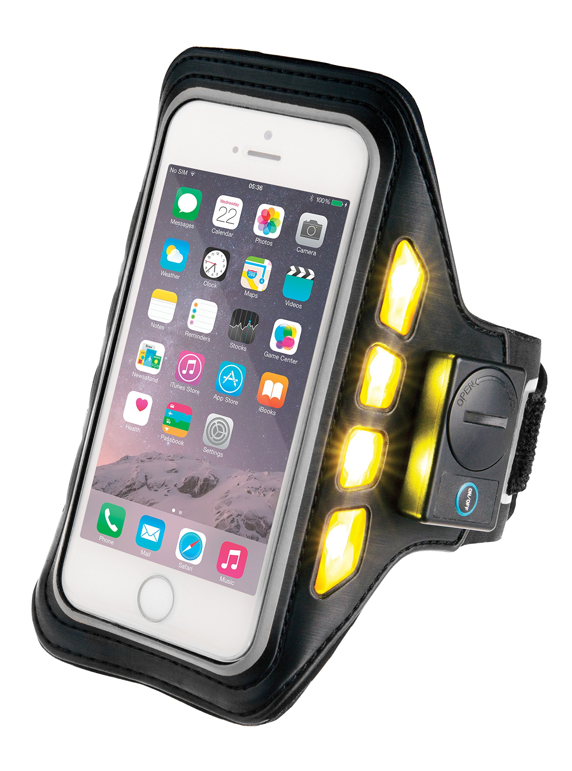 Caseit Medium Universal Active Armband with Flashing LED Lights for Smartphones - Black