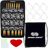 ChiaoGoo Spin Bamboo 4-inch Complete 2400-C Interchangeable Set | US 2, 3, 4, 5, 6, 7, 8, 9, 10, 10.5, 11, 13, 15, Circular Knitting Needles, 3 Swiv360 Cables, Project Bag