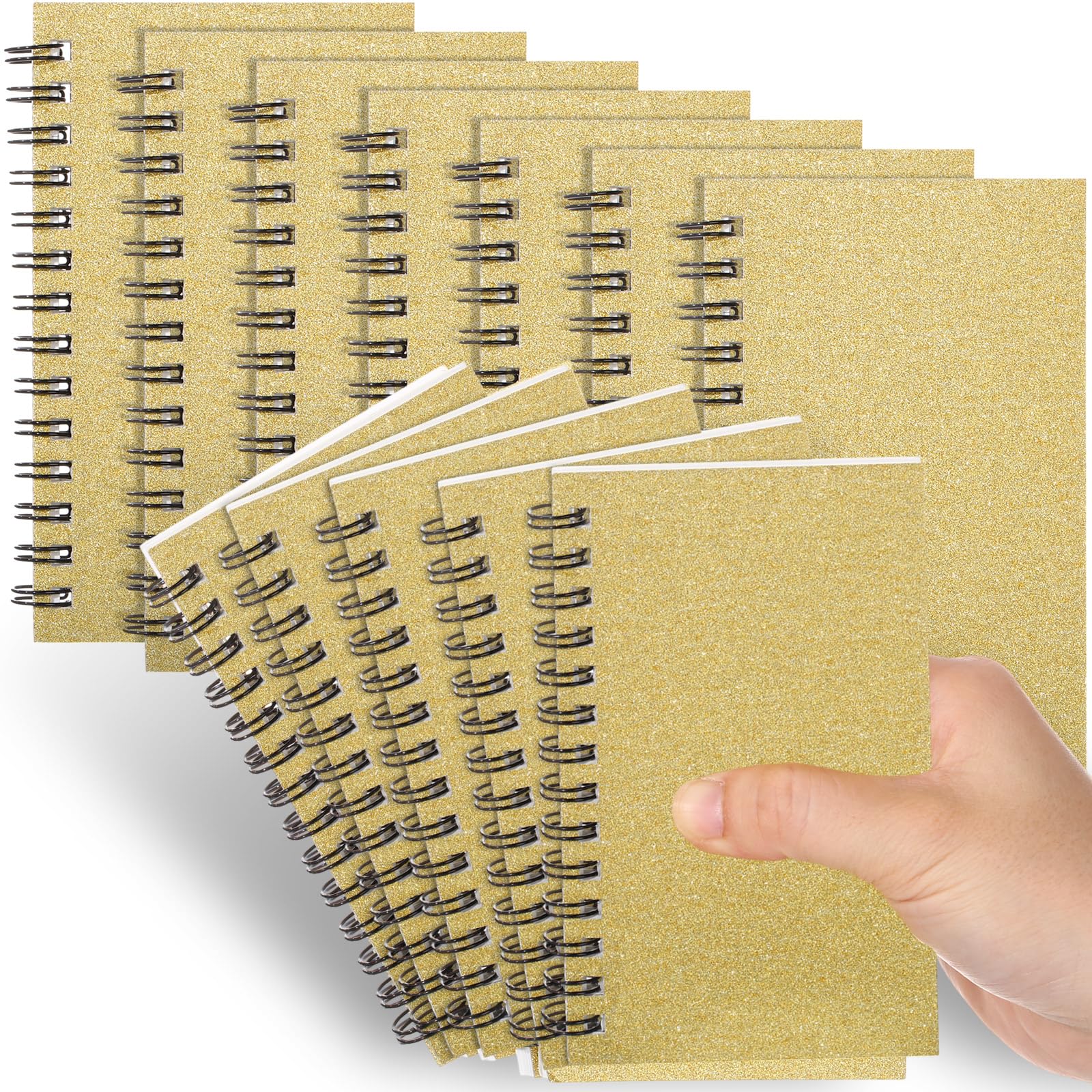 Photo 1 of Jutom 18 Pcs Small Spiral Notebooks Memo Pads 3x5 Bulk Small Pocket Notebooks Mini Notepads with Lined Pages Mini Journals for Office Back to School Work Writing Supplies, 120 Pages (Gold)