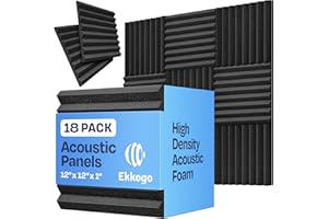 Ekkogo 18-Pack Sound Proof Foam Panels for Walls 12X12X1 Acoustic Panels Wedge Style Sound Panels for Studio and Home Noise Reduction