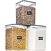 PANTRYSTAR Large Food Storage Containers with Lids Airtight 5.2L /176Oz, for Flour, Sugar, Baking Supply, 3PCS BPA Free Plastic Canisters for Kitchen Pantry Organization