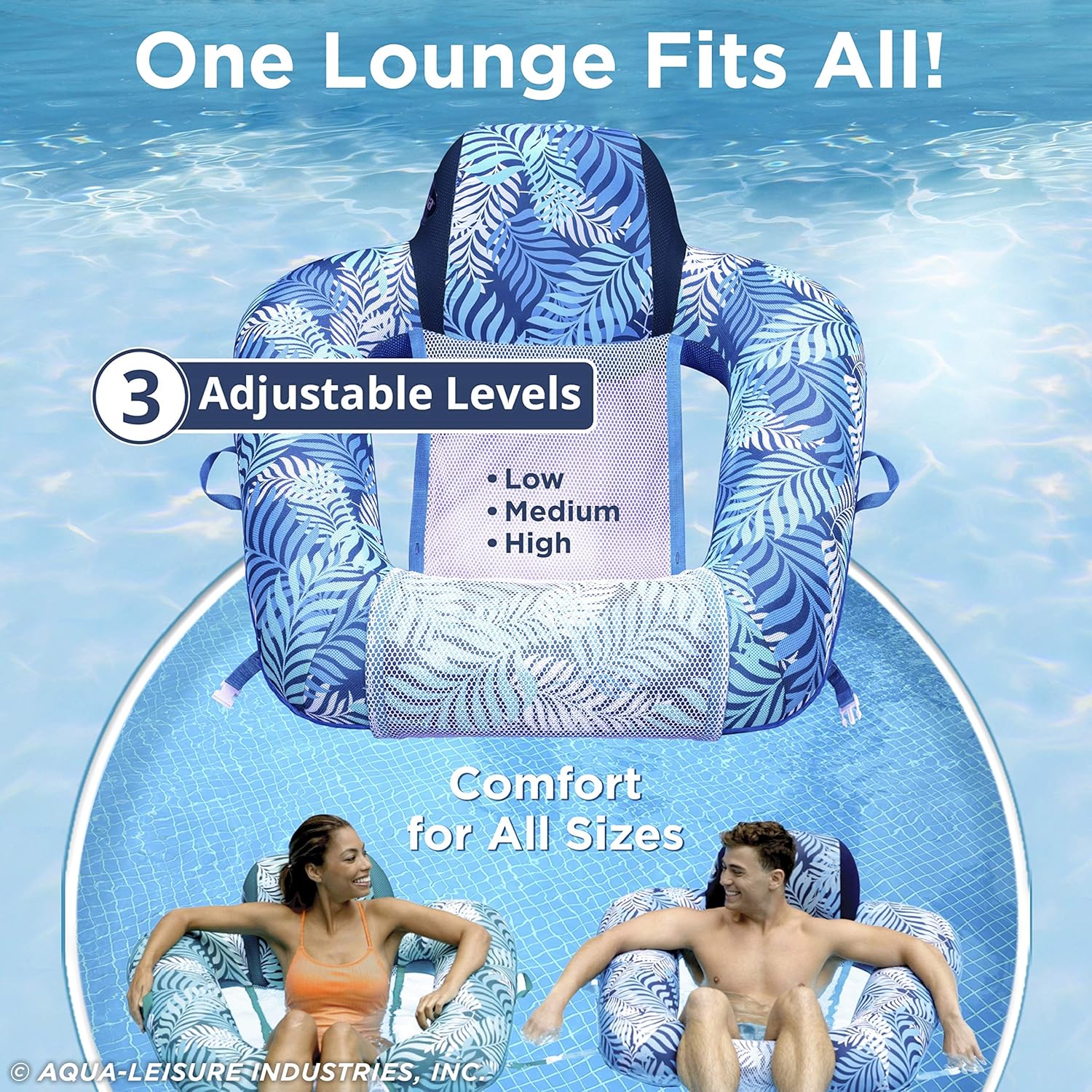 Aqua Zero Gravity Pool Chair Lounge, Inflatable Pool Chair, Adult Pool Float, Heavy Duty, Blue Fern: Toys & Games