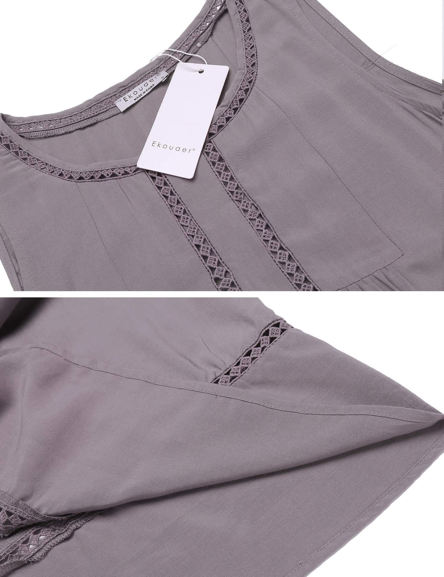 Ekouaer Ekoauer Womens Anna Cotton Nightgown, Sleeveless Victorian Sleepwear