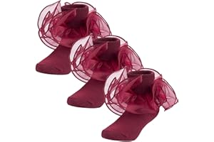 Dicry Baby Girls Double Lace Turn Cuff Socks with Big Ruffle for Infant Toddlers and Kids