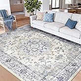 CAPALOCA Machine Washable Rugs Nursery Rug 8x10 Cute Girl Non Slip Low Pile Water Repellent Soft Print Pattern for Bedroom Indoor Decor Kids Playroom Bluewhite