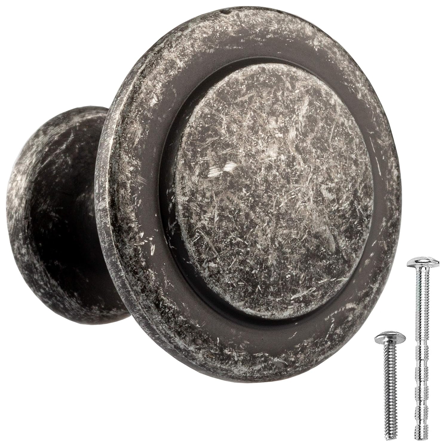 Antique Iron Kitchen Cabinet Knobs - 1 1/4 Inch Round Drawer Handles - 25 Pack of Kitchen Cabinet Hardware