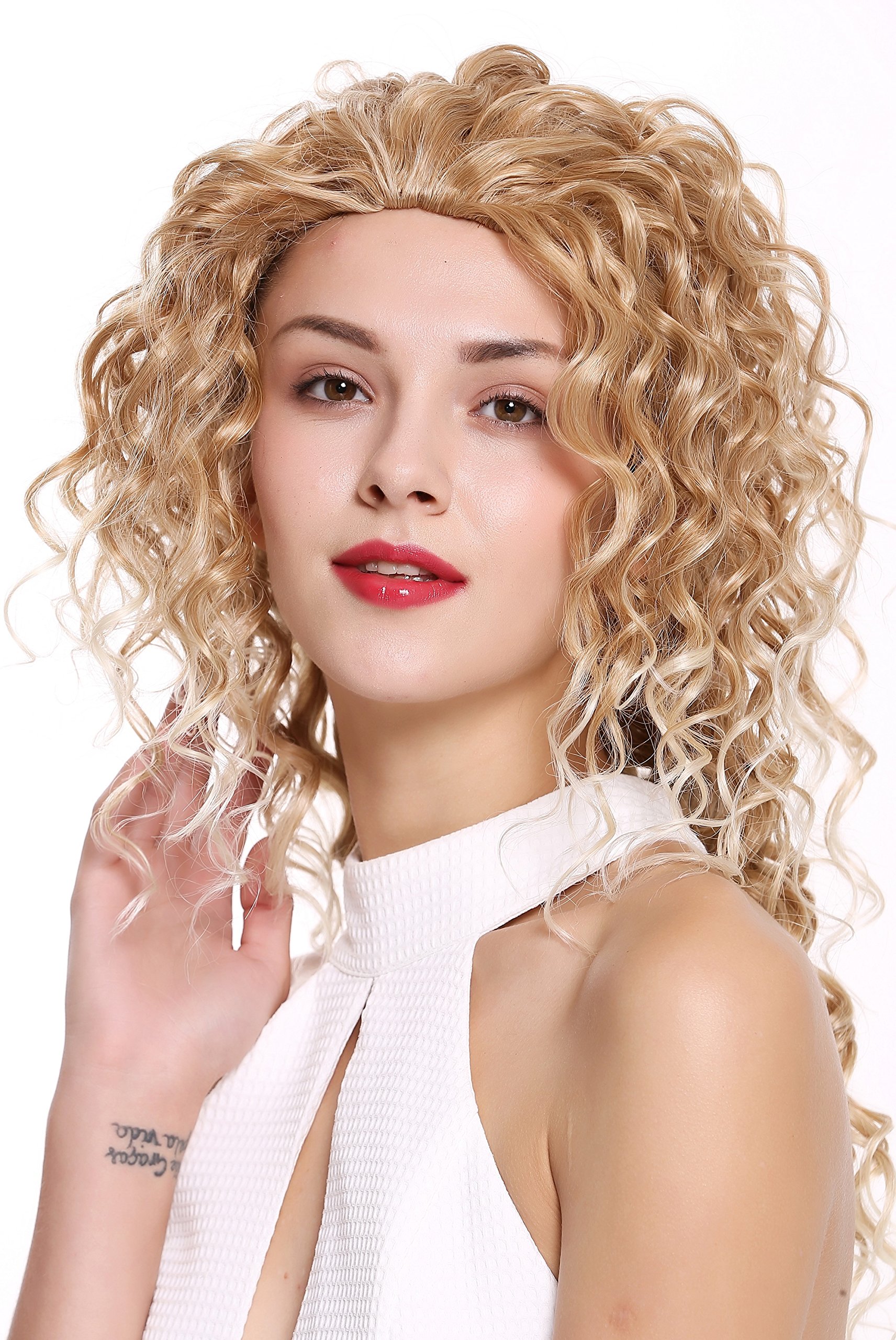 WIG ME UP - AG-27T613 Quality women's wig half wig 3/4 long curly curls blonde 21,5 inches