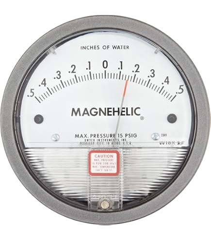 Dwyer Magnehelic Differential Pressure Gauge, Type, -5 to 0