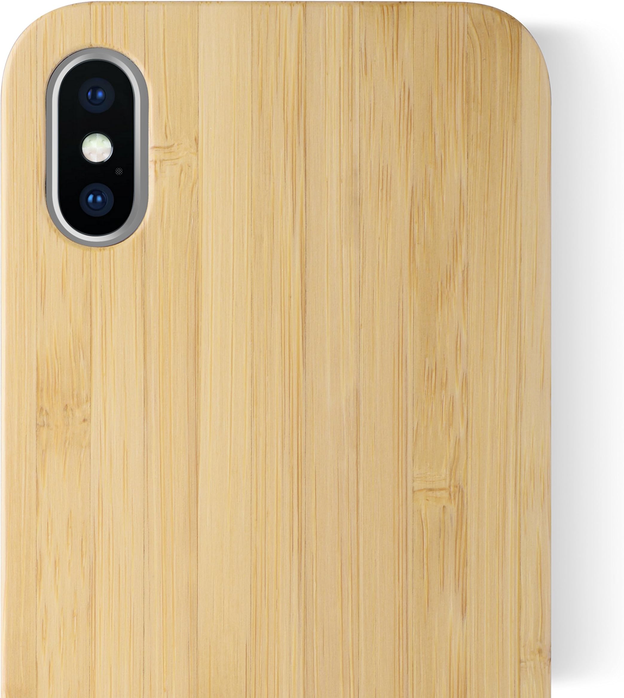 iCASEIT iPhone XS/X Wood Case - Premium Finish Unique Cases [Compatible with Wireless Charger] Lightweight Unique Grain Hybrid Snap-on Protective Cover for iPhone XS/X - Bamboo
