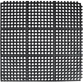 New Star Foodservice 54491 Commercial Grade Grease Resistant Anti-Fatigue Interlocking Rubber Floor Mat, 36" x 36", Black