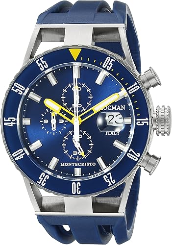 Locman Italia Montecristo, cronografo,  orologio per uomo, in titanio e acciaio, cinturin o in silicone 051200BYBLNKSIB