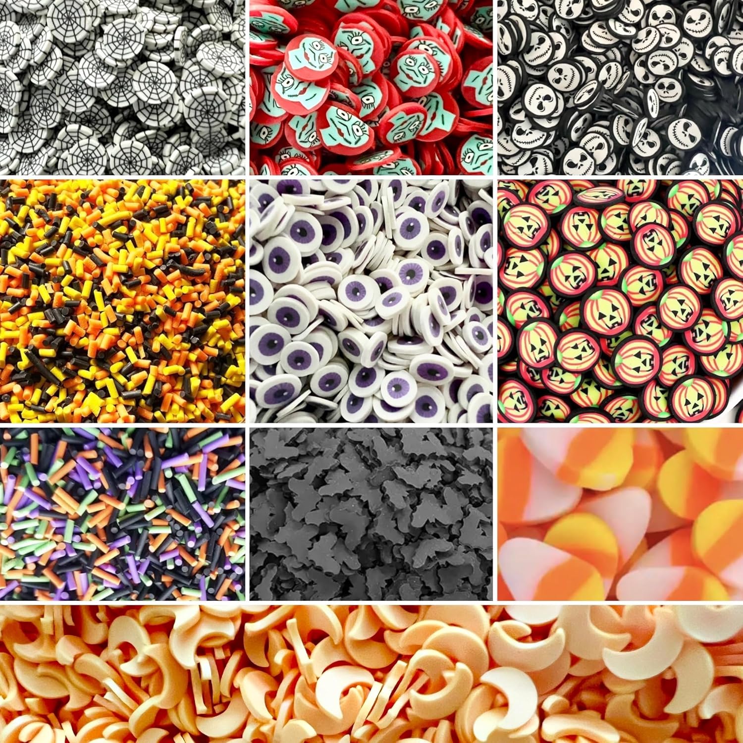 Artificial Snow - 70 Gram Halloween Fake Polymer Clay Candy Sprinkle Kit - Not Edible 10 Packs of Colorful Ice Sprinkles Decorations for Slime Snow Globe Tumbles Nail Art DIY Cake Dessert Simulation Food