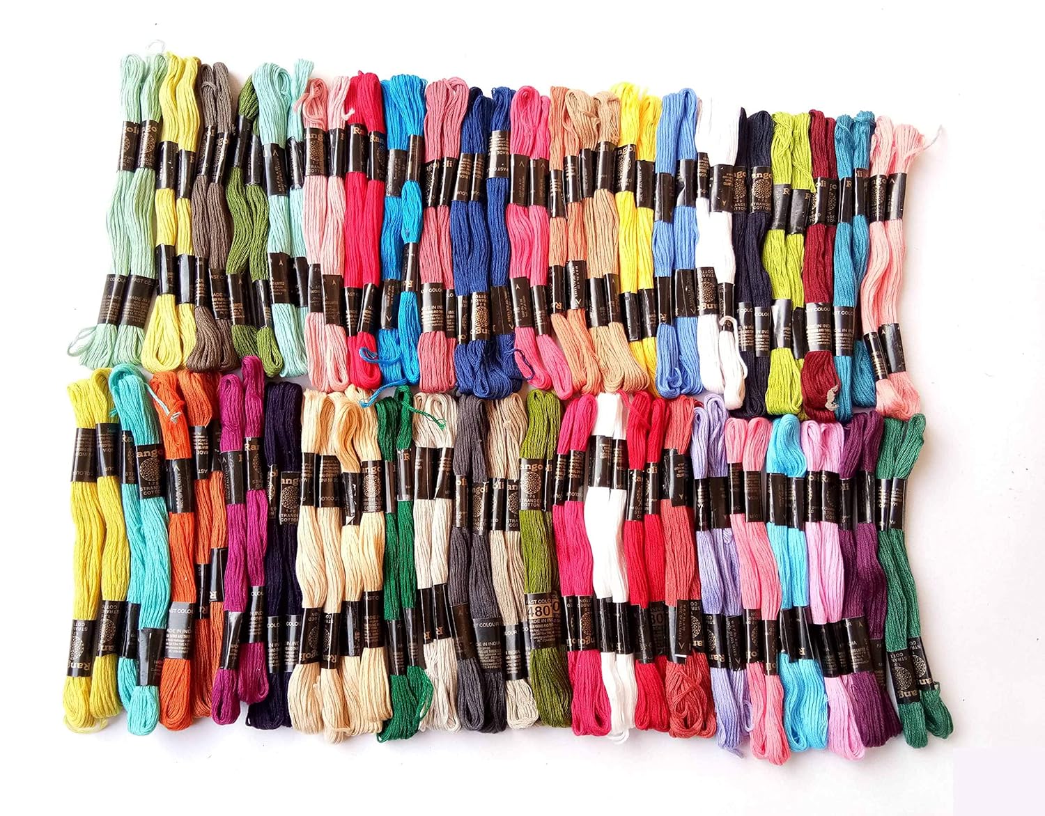 Vardhman Threads Cotton Brand Embroidery Threads Set, 8 m, Multicolour Pack of 100 Amazon.in