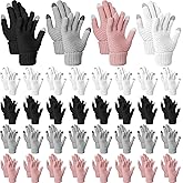 Cutecrop 32 Pairs Winter Touch Screen Gloves Unisex Fleece Lined Warm Fleece Lined Knit Gloves Thermal Texting Gloves Elastic Cuff for Women Cold Weather