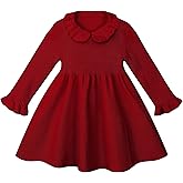 AlisOker Toddler Baby Girls' Long Sleeve Dresses Ruffle Ribbed Knit Sweater Dress Fall Winter Clothes Outfits 6M-5T