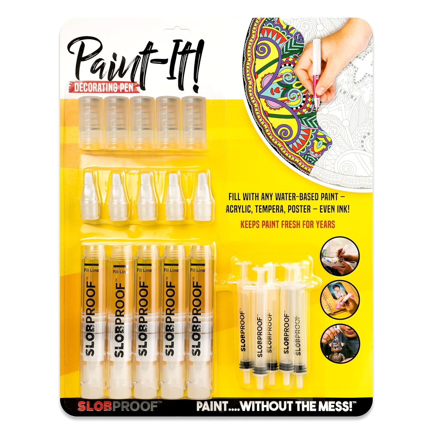 Slobproof Decorating Paint Pens Fill w/ AcrylicTempera or Poster w