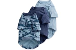 Pet Passion Toby 3-Pack 100% Organic Cotton Dog Short Sleeve T-Shirt Pet Tees for All Breeds, Navy Camo, Small (10-25 lbs)