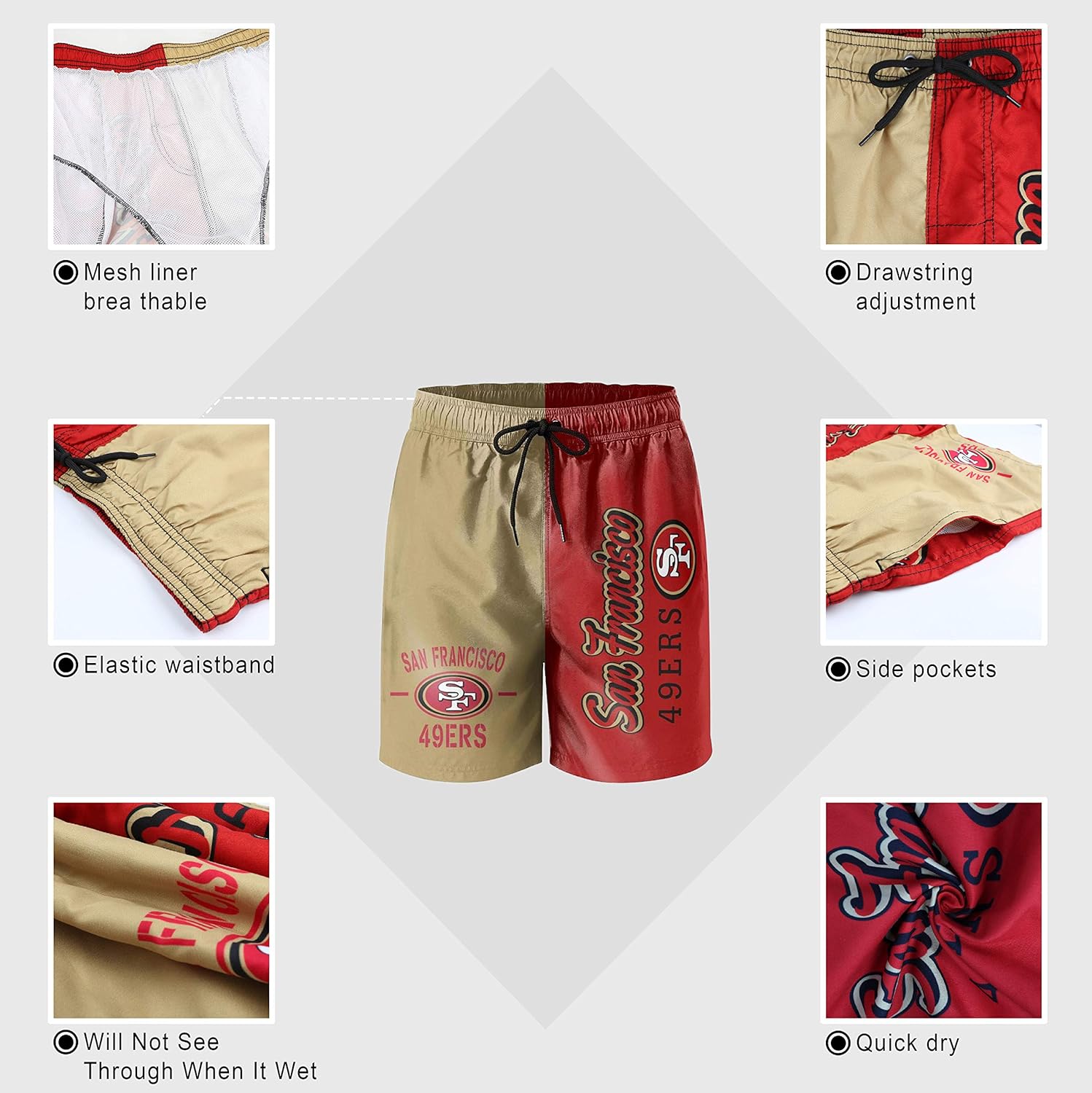 FullBo Mens Swim Trunks Print Mens Gifts Team Logo mesh Quick Dry Board Shorts: Clothing