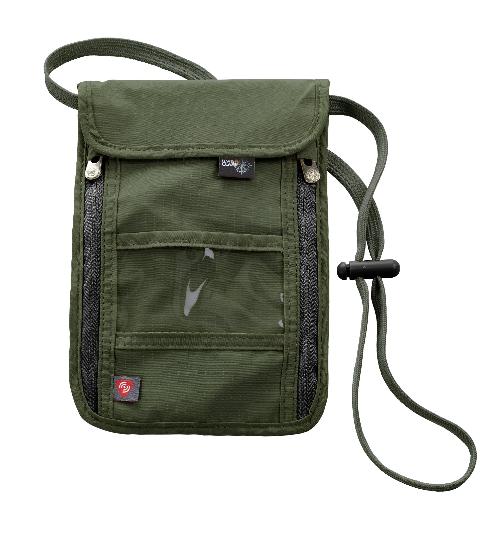 Lewis N. Clark RFIDBlocking Neck Stash AntiTheft Hidden Wallet, Olive