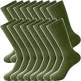 8 Pairs Men's Army Green Socks Military Boot Sock for Soldiers Firefighters Police Outdoor Sports Hiking